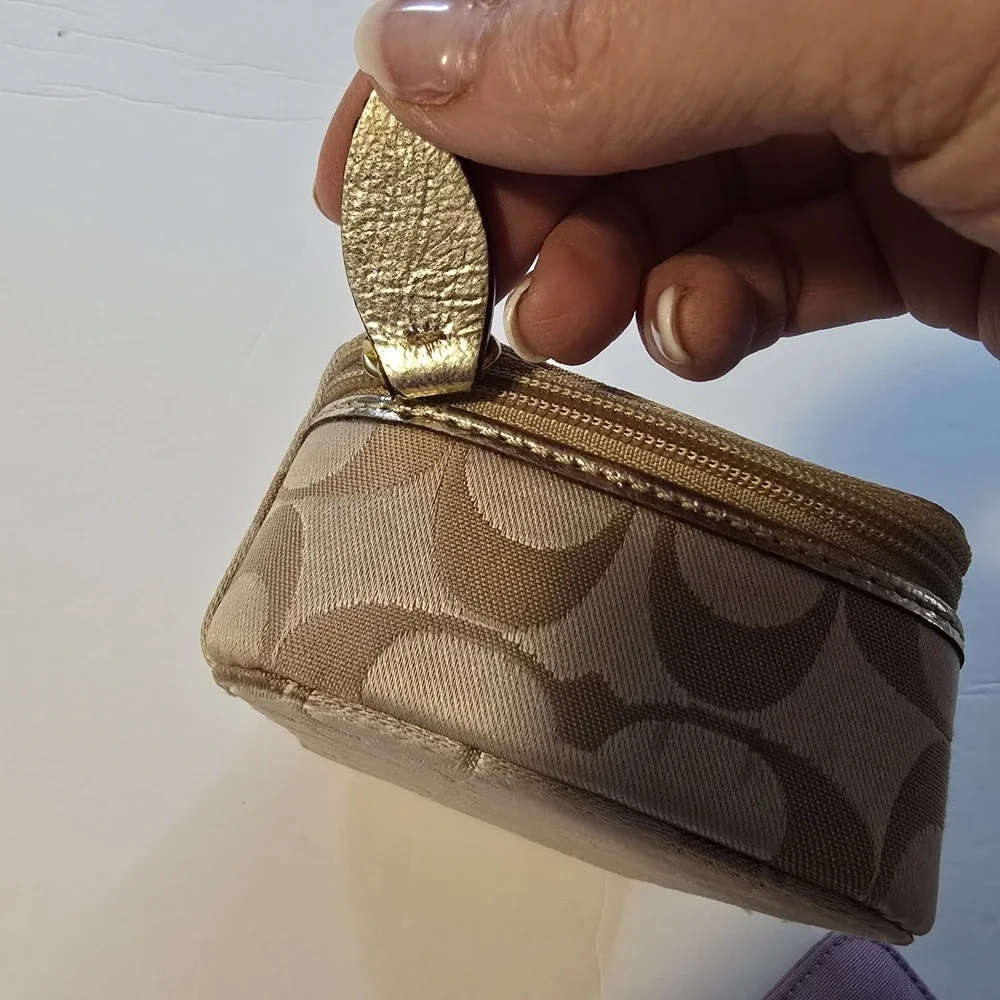 Vintage 90s Y2K Coach Travel Jewelry Box Signature C Lavender Lining Sections